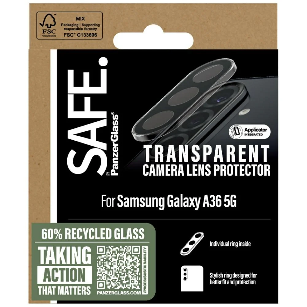 Gehärtetes Glas für Galaxy A36 5G, Safe by PanzerGlass Camera Lens Protector, Transparent Schwarz - Image 4