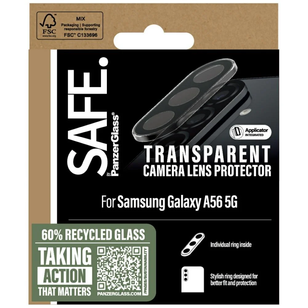Gehärtetes Glas für Galaxy A56 5G, Safe by PanzerGlass Camera Lens Protector, Transparent Schwarz - Image 4