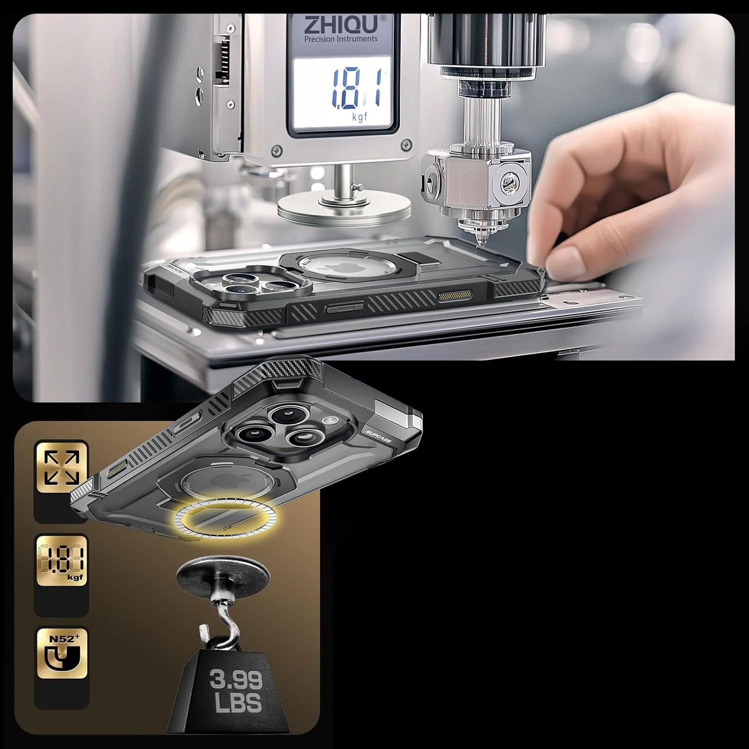 Handyhülle für iPhone 16 Pro, Supcase UB Grip Mag mit MagSafe (CC), Grau-Transparent - Image 10