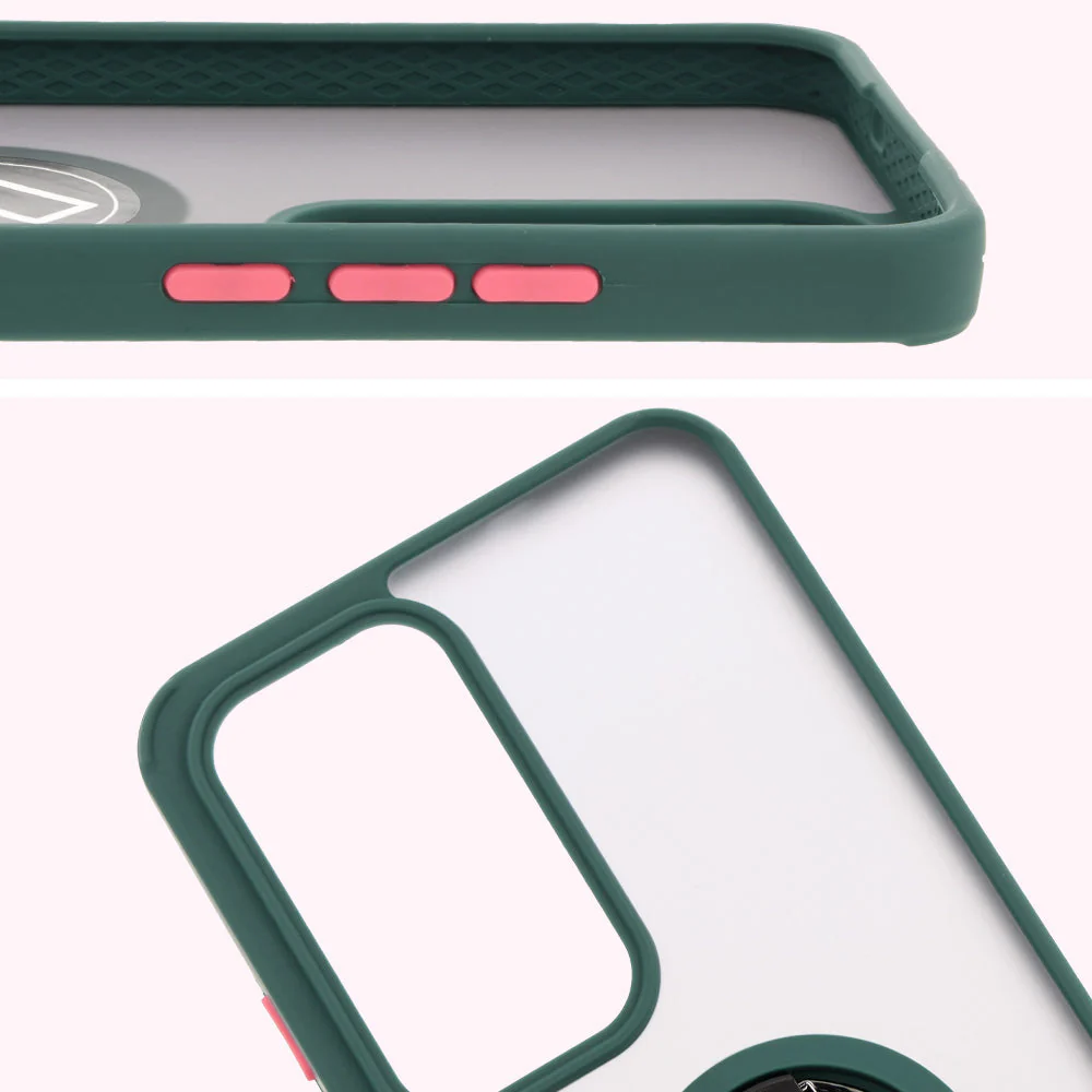 Handyhülle mit Fingergriff für Oppo Reno 12 Pro, Bizon Case Hybrid Ring, getönt mit dunkelgrünem Rahmen - Image 3