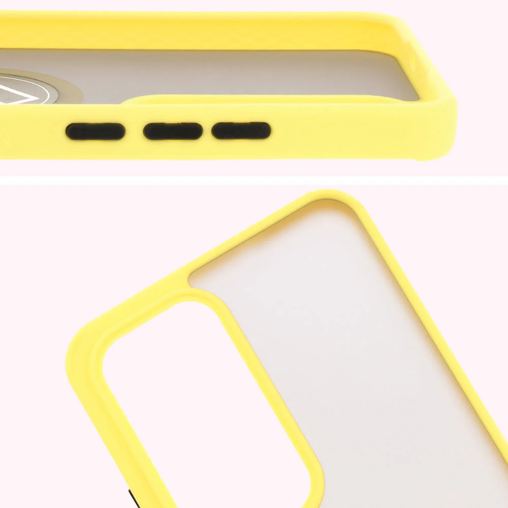 Handyhülle mit Fingergriff für Oppo Reno 12 Pro, Bizon Case Hybrid Ring, getönt mit gelbem Rahmen - Image 3