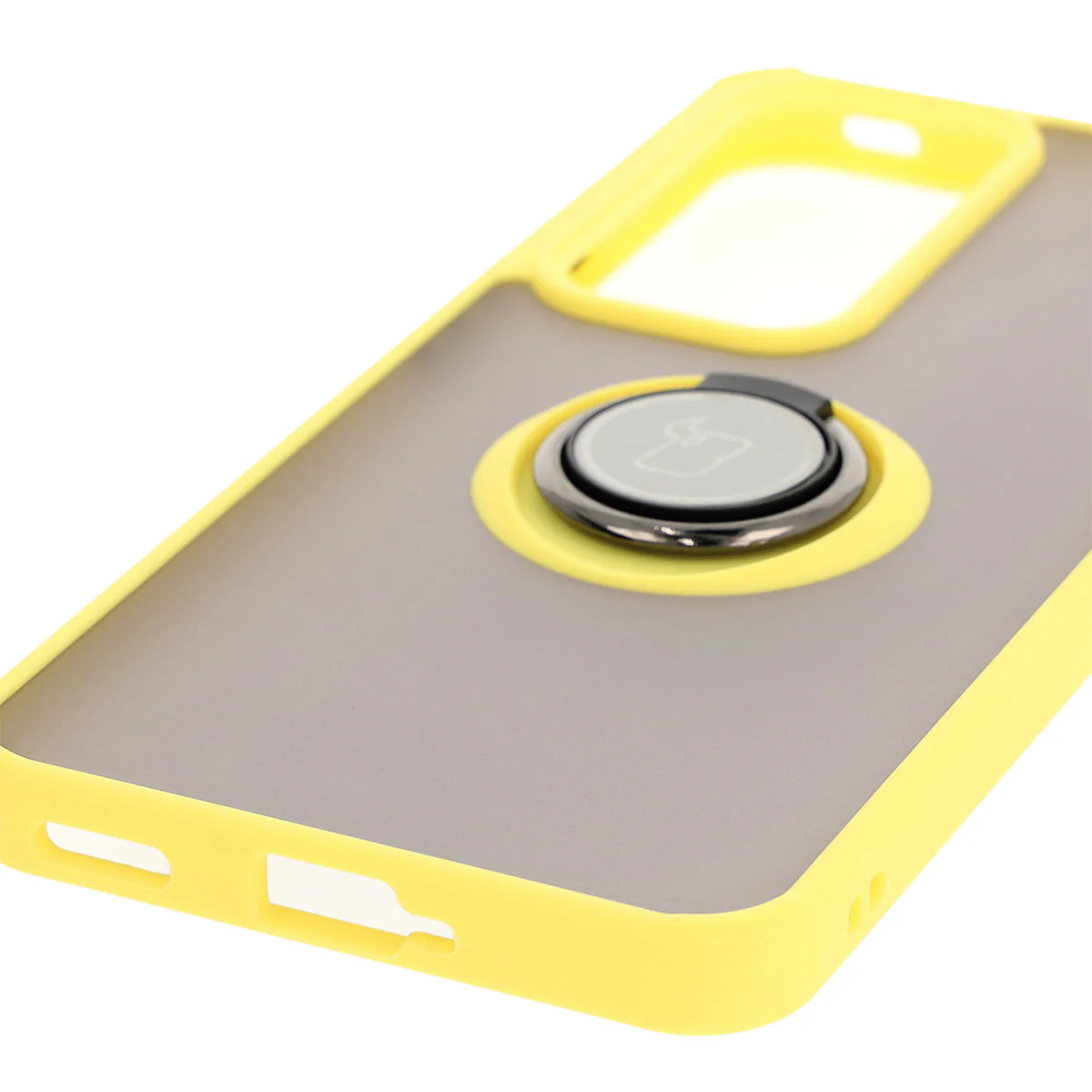 Handyhülle mit Fingergriff für Oppo Reno 12 Pro, Bizon Case Hybrid Ring, getönt mit gelbem Rahmen - Image 5