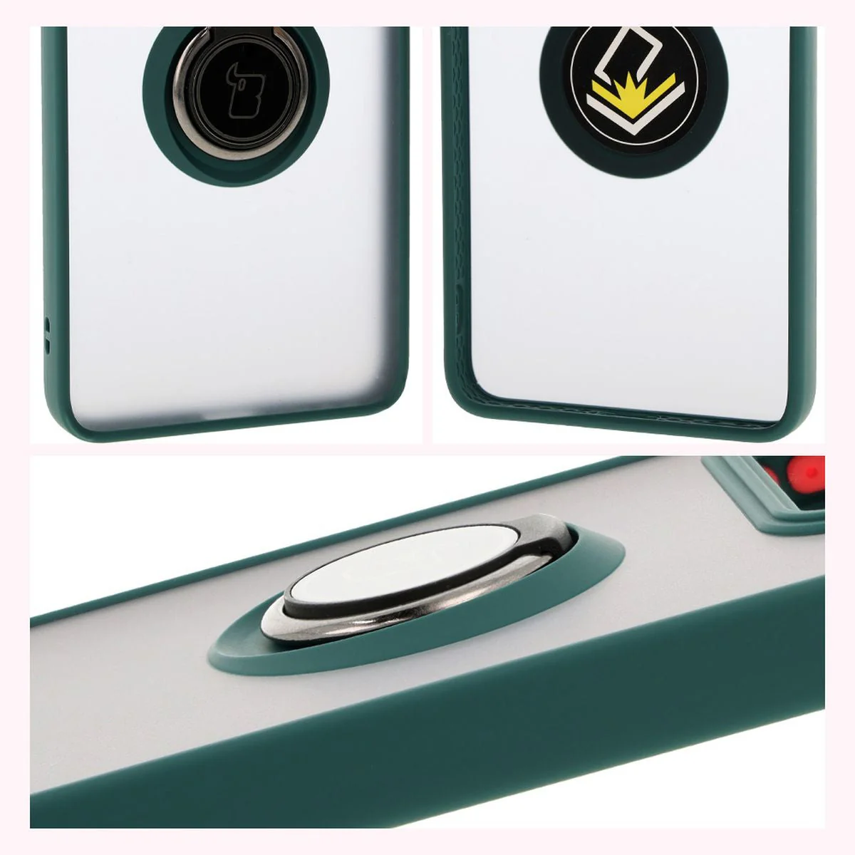 Handyhülle mit Fingergriff für Xiaomi 14T Pro, Bizon Case Hybrid Ring, getönt mit dunkelgrünem Rahmen - Image 4