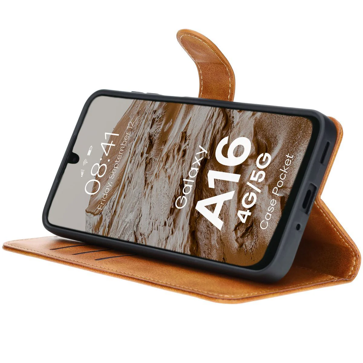 Handyhülle mit Klappe für Galaxy A16 4G/5G, Bizon Case Pocket, Braun - Image 6