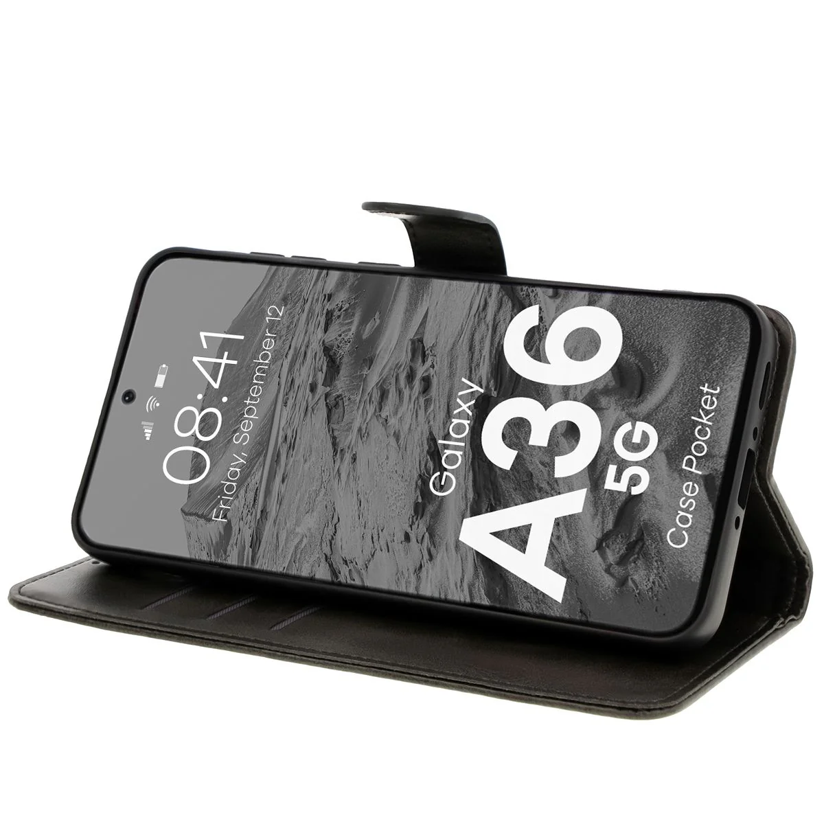 Handyhülle mit Klappe für Galaxy A36 5G, Bizon Case Pocket, Schwarz - Image 5