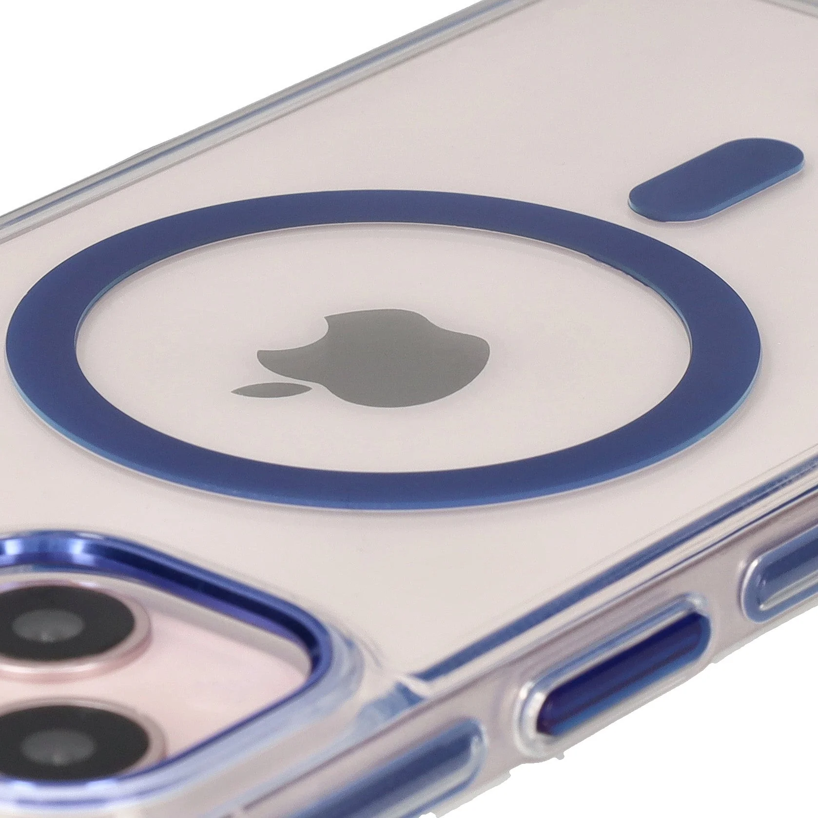 Handyhülle mit Magnetring für iPhone 14/13, Bizon Case Marco, Transparent mit blauem Rahmen - Image 3