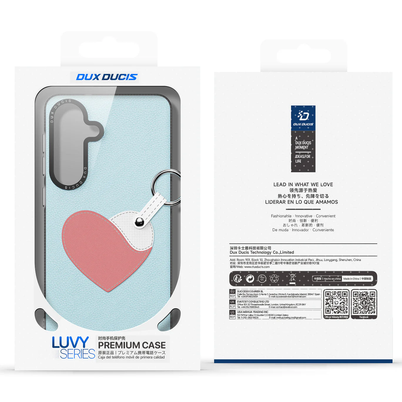 Handyhülle mit Trageband für Galaxy S26, Dux Ducis Luvy, Blau mit Rosa Herz - Image 10
