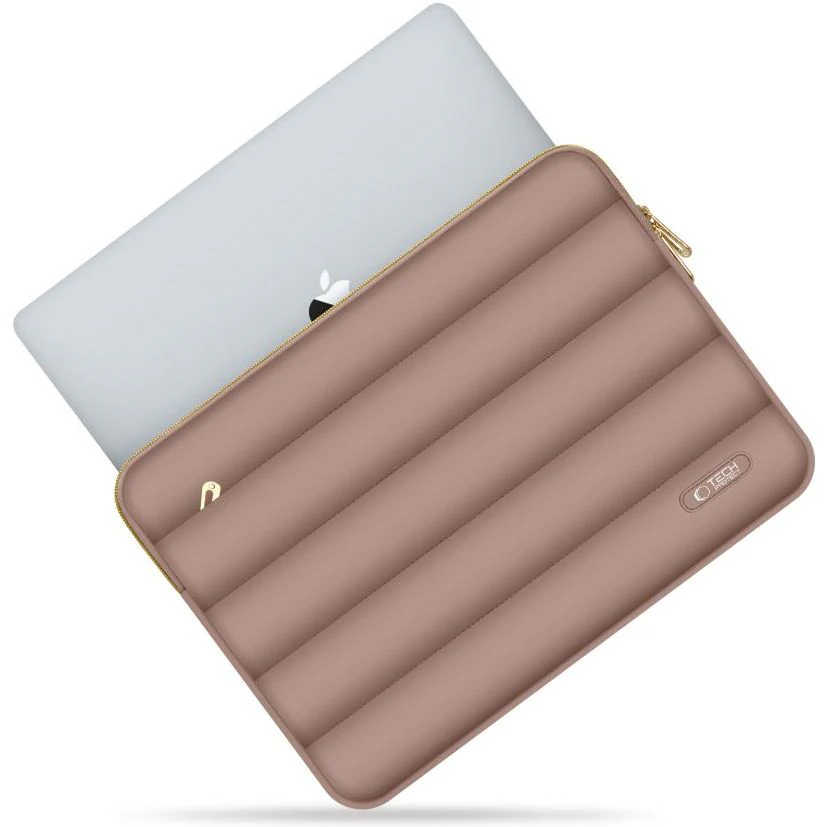 Schutzhülle für Laptop 13" - 14" + kleine Zubehörtasche, Tech-Protect Puffy, Braun - Image 3