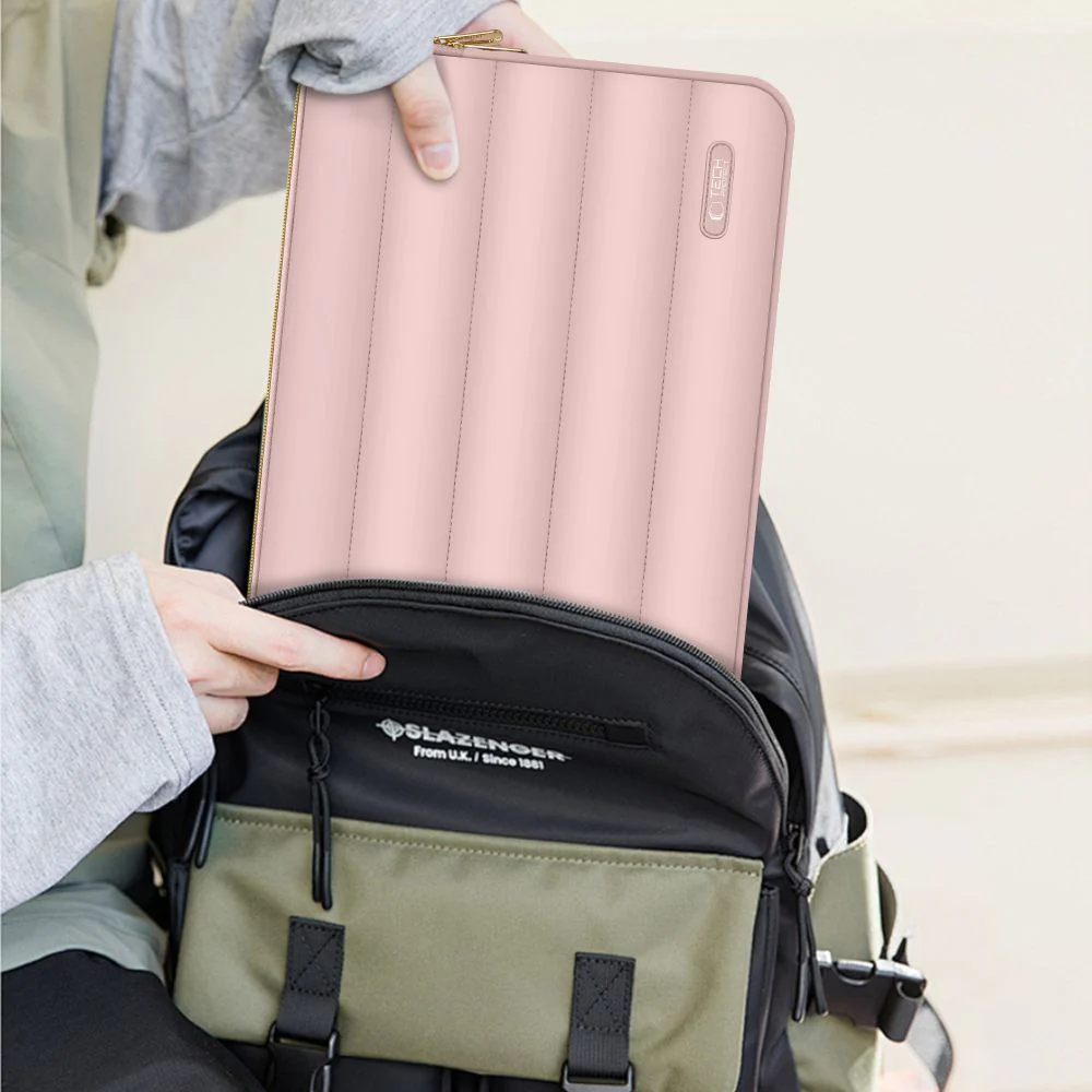 Schutzhülle für Laptop 13" - 14" + kleine Zubehörtasche, Tech-Protect Puffy, Rosa - Image 6
