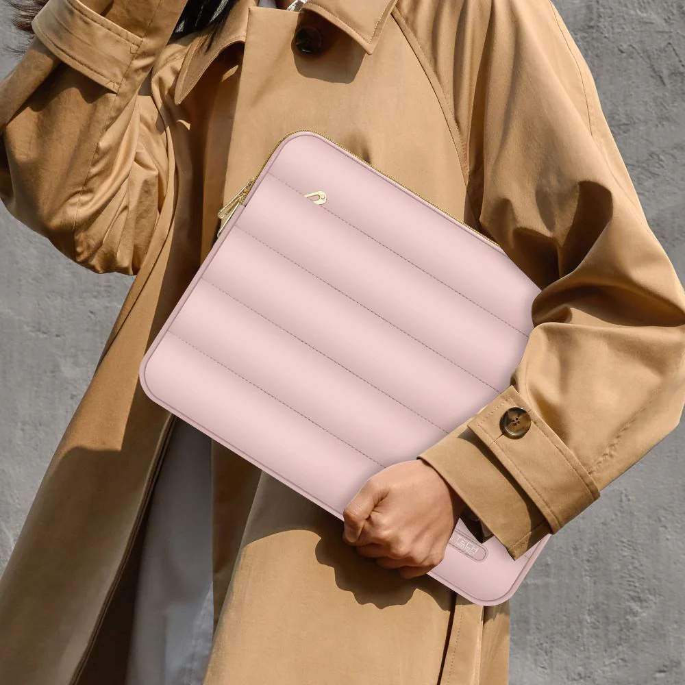 Schutzhülle für Laptop 13" - 14" + kleine Zubehörtasche, Tech-Protect Puffy, Rosa - Image 8