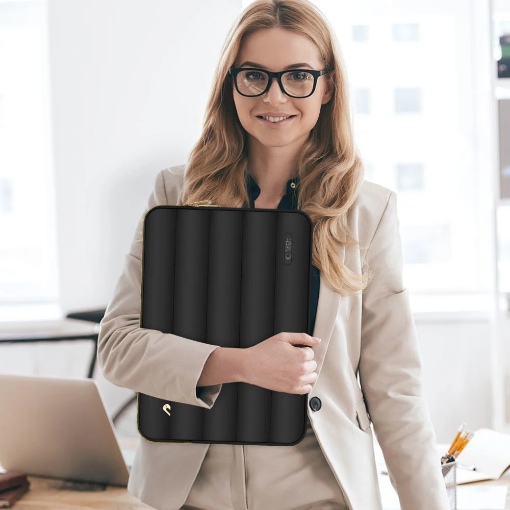 Schutzhülle für Laptop 13" - 14" + kleine Zubehörtasche, Tech-Protect Puffy, Schwarz - Image 7
