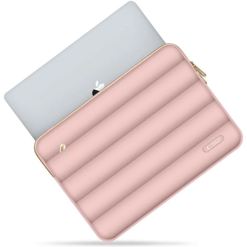 Schutzhülle für Laptop 15" - 16" + kleine Zubehörtasche, Tech-Protect Puffy, Rosa - Image 3