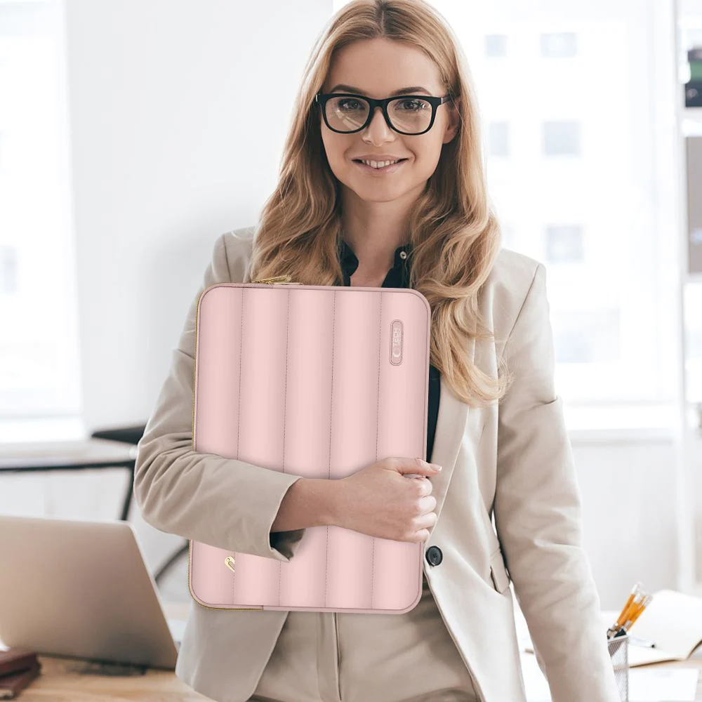 Schutzhülle für Laptop 15" - 16" + kleine Zubehörtasche, Tech-Protect Puffy, Rosa - Image 7