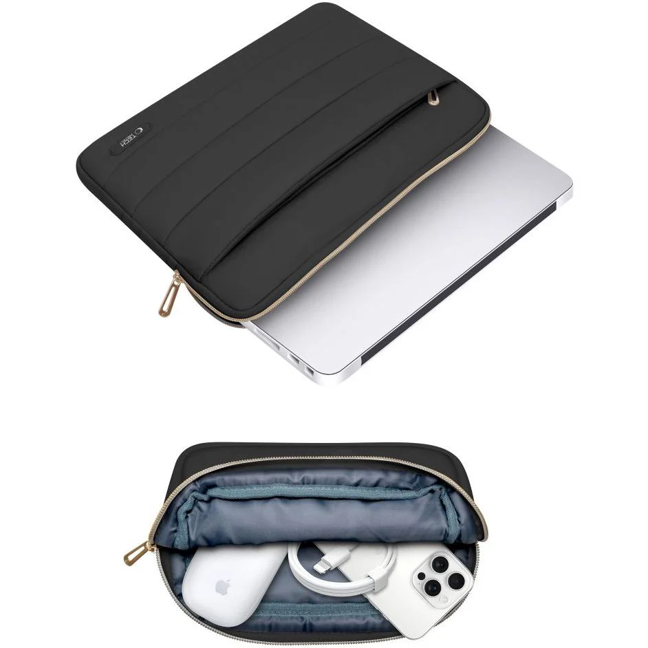 Schutzhülle für Laptop 15" - 16" + kleine Zubehörtasche, Tech-Protect Puffy, Schwarz - Image 5