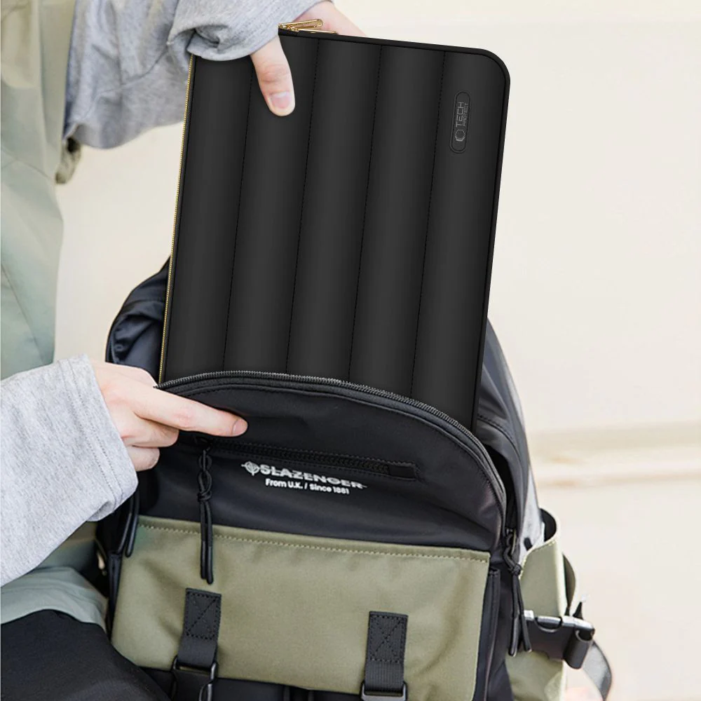 Schutzhülle für Laptop 15" - 16" + kleine Zubehörtasche, Tech-Protect Puffy, Schwarz - Image 6